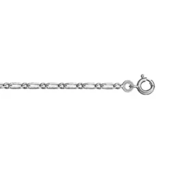 Chaîne En Argent Rhodié Mailles 1+1 Largeur 2mm Et Longueur 45cm