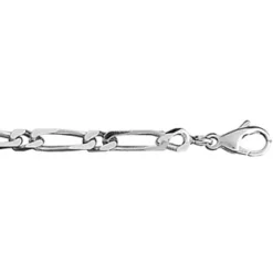 Chaîne En Argent Rhodié Mailles 1+1 Largeur 4mm Et Longueur 50cm