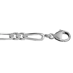 Chaîne En Argent Rhodié Mailles 1+2 Largeur 4mm Et Longueur 55cm