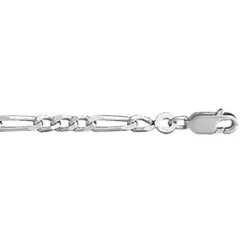 Chaîne En Argent Rhodié Mailles 1+3 Largeur 3mm Et Longueur 45cm