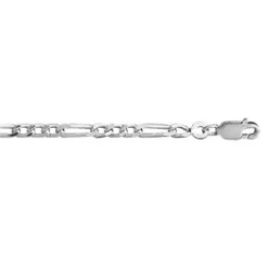 Chaîne En Argent Rhodié Mailles 1+3 Largeur 3mm Et Longueur 50cm