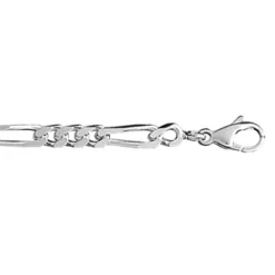 Chaîne En Argent Rhodié Mailles 1+3 Largeur 4mm Et Longueur 45cm