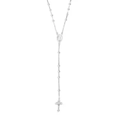 Chapelet En Argent Rhodié Croix Longueur 55cm Sans Fermoir