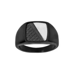 Chevalière En Acier Et PVD Noir 1.1X1.1 Cm