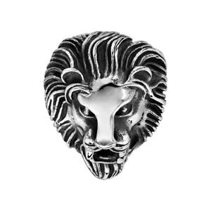 Chevalière En Acier Patiné Tête De Lion Baissée 1 Chevalière En Acier Patiné Tête De Lion Baissée