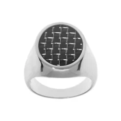 Chevalière En Acier Plateua Tonneau Avec Carbone