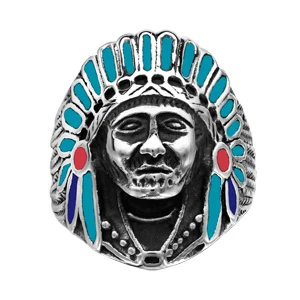 Chevaliere En Acier Tête Indien Colorée 1 Chevaliere En Acier Tête Indien Colorée