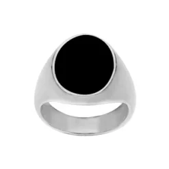 Chevalière En Argent Grand Plateau Ovale En Onyx Synthétique