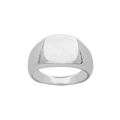 Chevalière En Argent Plateau Carré Brossé En Biais