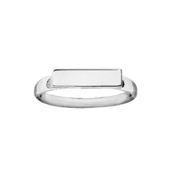 Chevalière En Argent Rhodié Plateau Rectangulaire