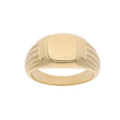 Chevalière En Plaqué Or Plateau Carré Avec Cadre Et Godrons Sur Les Côtés