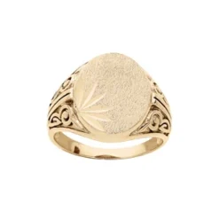 Chevaliere En Plaqué Or Plateau Ovale Diamanté Dans L'angle 15*12