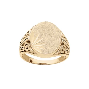 Chevaliere En Plaqué Or Plateau Ovale Diamanté Dans L'angle 15*12 1 Chevaliere En Plaqué Or Plateau Ovale Diamanté Dans L'angle 15*12