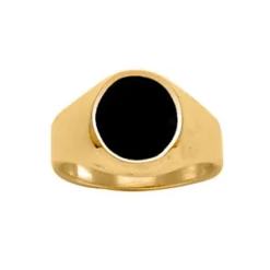 Chevalière En Vermeil Petit Plateau Ovale En Onyx Synthétique