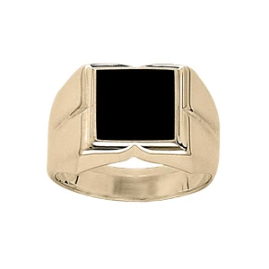 Chevalière En Vermeil Plateau Carré 10mm X 10mm En Onyx Synthétique Et Godrons Larges Sur Les Côtés 1 Chevalière En Vermeil Plateau Carré 10mm X 10mm En Onyx Synthétique Et Godrons Larges Sur Les Côtés