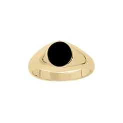 Chevalière En Vermeil Plateau Ovale 10mm X 8mm En Onyx Synthétique