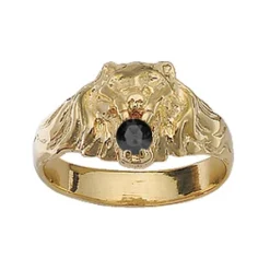 Chevalière Lion En Vermeil Petit Modèle Avec Oxyde Noir Entre Les Dents