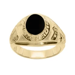 Chevalière Universitaire Américaine En Vermeil "Indienne" Avec Plateau En Onyx Synthétique