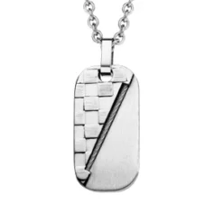 Collier Adolescent En Acier Avec Pendentif Câble Diagonale 45+10cm