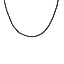 Collier Cordon En Cuir Tressé Marron Et Fermoir Mousqueton Acier 55cm + 5cm