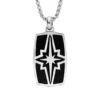 Collier En Acier Avec Pendentif Rectangulaire Croix Sur Fond Noir 50cm Réglable 45