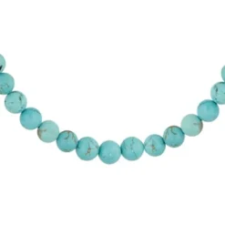 Collier En Acier Avec Perles Couleur Turquoise 42+5cm