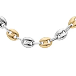 Collier En Acier Bicolore Maille Grain Café Massive 8mm 54cm