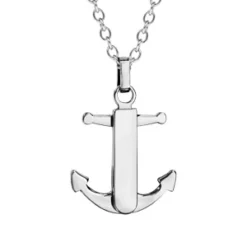 Collier En Acier Chaîne Avec Pendentif Ancre à Graver Au Milieu - Longueur 50cm + 5cm De Rallonge