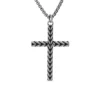 Collier En Acier Chaîne Avec Pendentif Croix Patinée 50+5cm