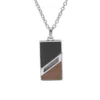 Collier En Acier Chaîne Avec Pendentif Rectangulaire Aspect Bois 50+5cm