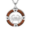 Collier En Acier Chaîne Avec Pendentif Rond Zodiaque Cancer Aspect Bois Clair Et Vis Cruciforme 50+5cm