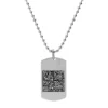 Collier En Acier Chaîne Boules Avec Petite Plaque Rectangulaire 35x20mm QR Code 50+10cm