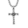 Collier En Acier Chaîne Jaseron Avec Pendentif Croix 55cm