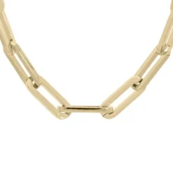 Collier En Acier Et PVD Jaune Grande Maille Rectangulaire 47+1cm