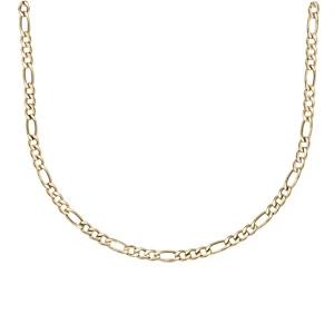 Collier En Acier Et PVD Jaune Maille Alternée 1+3 Largeur 5mm Longueur 55cm 1 Collier En Acier Et PVD Jaune Maille Alternée 1+3 Largeur 5mm Longueur 55cm