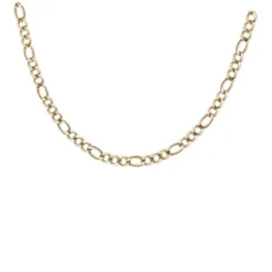 Collier En Acier Et PVD Jaune Maille Alternée 1+3 - Largeur 6mm Longueur 50cm