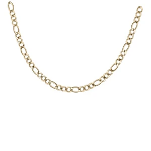 Collier En Acier Et PVD Jaune Maille Alternée 1+3 - Largeur 6mm Longueur 50cm 1 Collier En Acier Et PVD Jaune Maille Alternée 1+3 - Largeur 6mm Longueur 50cm