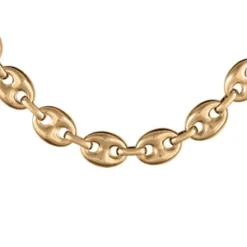 Collier En Acier Et PVD Jaune Maille Grain Café Massive - Largeur 11mm Longueur 55cm