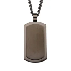 Collier En Acier Et PVD Noir Avec Pendentif Plaque G.I Marron Sombre 50cm