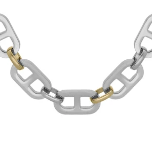 Collier En Acier Maille Grain De Café Plate Bicolore Pvd Jaune Longueur 55cm 1 Collier En Acier Maille Grain De Café Plate Bicolore Pvd Jaune Longueur 55cm