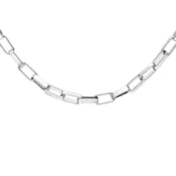 Collier En Acier Maille Rectangle 50+6cm