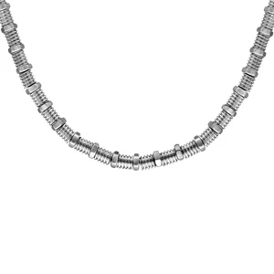 Collier En Acier Motifs Sur Câble écrous Et Cylindres Double Fermoir 50cm + 3cm 1 Collier En Acier Motifs Sur Câble écrous Et Cylindres Double Fermoir 50cm + 3cm