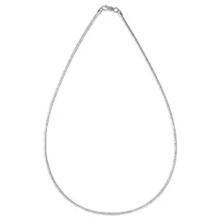 Collier En Argent Rhodié Maille Oméga Diamantée - Largeur 1,6mm Et Longueur 42cm
