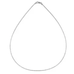 Collier En Argent Rhodié Maille Oméga Diamantée - Largeur 1mm Et Longueur 42cm