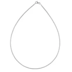 Collier En Argent Rhodié Maille Oméga Ronde - Largeur 1,35mm Et Longueur 40cm