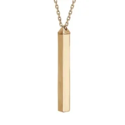 Collier En Plaqué Or Jaune Avec Pendentif Tube 4 Faces à Graver 1, 2, 3 Ou 4 Prénoms 40+5cm