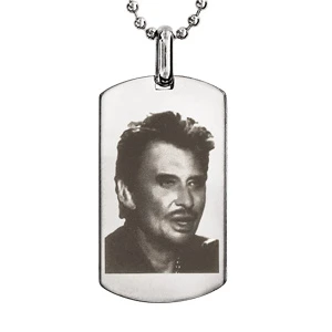 Collier + Pendentif En Acier Plaque GI Avec Portrait Johnny Hallyday 1 Collier + Pendentif En Acier Plaque GI Avec Portrait Johnny Hallyday