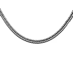 Collier Zen En Argent Patinée Grosse Maille Longueur 50cm
