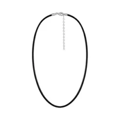 Cordon En Cuir Noir Et Fermoir En Argent Rhodié - Largeur 2mm Et Longueur 50cm + 5cm De Rallonge