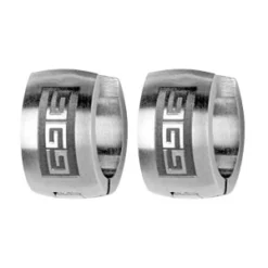 Créoles Articulées En Acier Avec Gravure Motifs Grecs